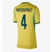Brasil Marquinhos #4 Hjemmedrakt Dame VM 2026 Korte ermer